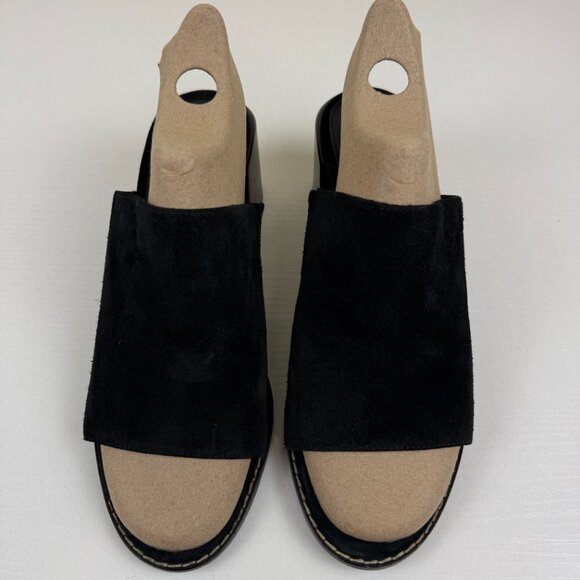 EUC Aquatalia Black Suede Leather Jayne Mules Heel Slides - Picture 2 of 13